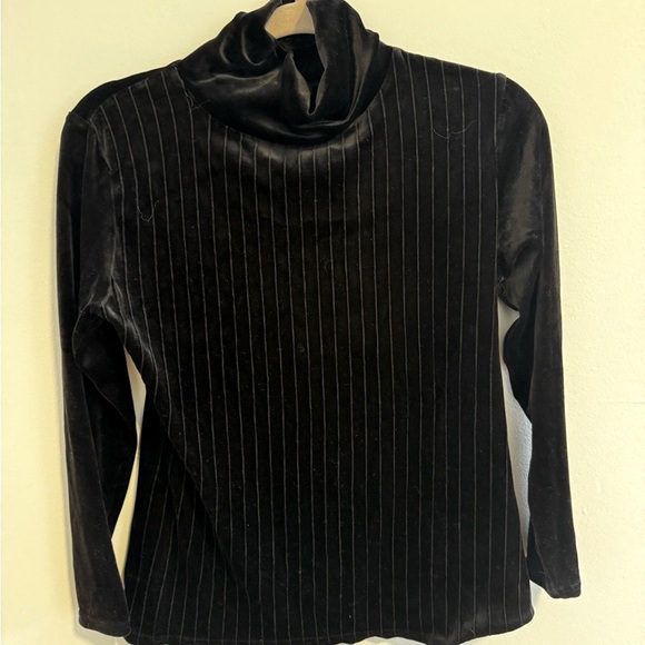 Black Velvet Turtleneck Top - Picture 1 of 4